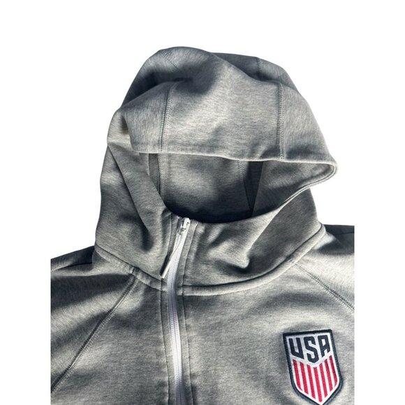 Nike USA Tech Fleece Windrunner Asym Full Zip Hoodie Woman's Sz XL Heather Grey - Picture 11 of 13